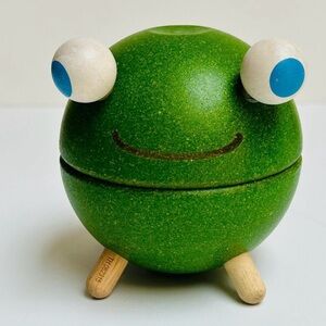 Vintage PBS Kids Wooden Frog Bank